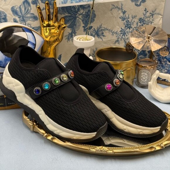🆕 KURT GEIGER LONDON 🧿 NWOB London Knit Jewel Sneakers, Black Sz EU40 US 9 - Picture 6 of 15